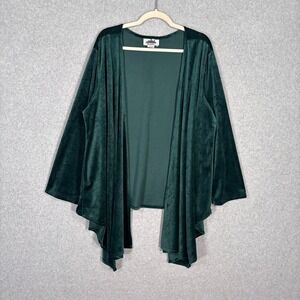 Velvet Asymmetric Cardigan XL Emerald Waterfall Draped Whimsigoth Fairy Grunge